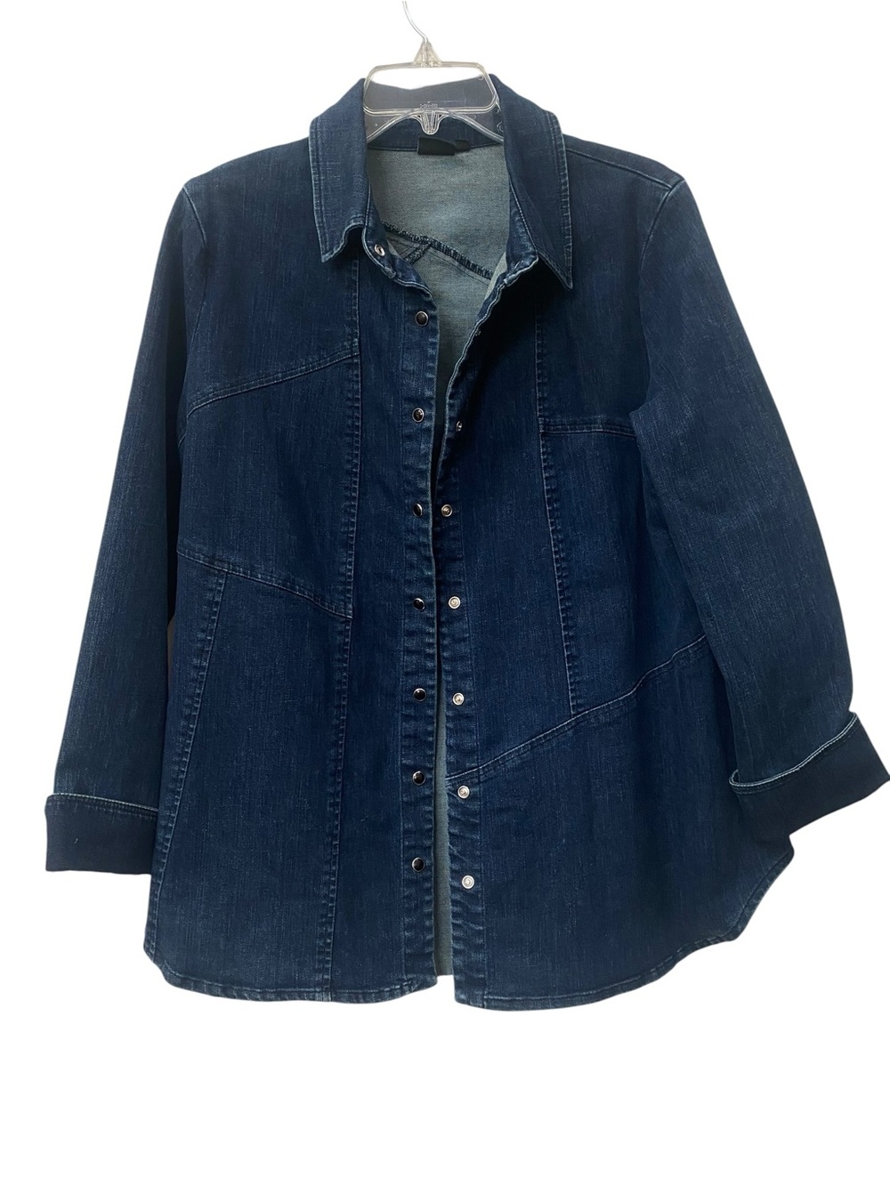 Lisa Bayne Dark Blue Denim Shirt Jacket size M - Made in USA